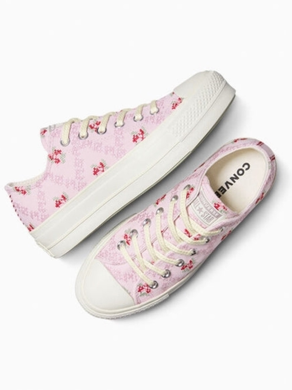 New Converse Chuck Taylor All Star Rose Cross Stitch Sneakers